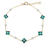 Sterling Silver Oval Bracelet - 925 Silver 14ct Gold Plated CZ Set Clover Bracelet Blue - by Hearts Forever Jewellers