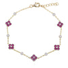 Sterling Silver Oval Bracelet - 925 Silver 14ct Gold Plated CZ Set Clover Bracelet Blue - by Hearts Forever Jewellers