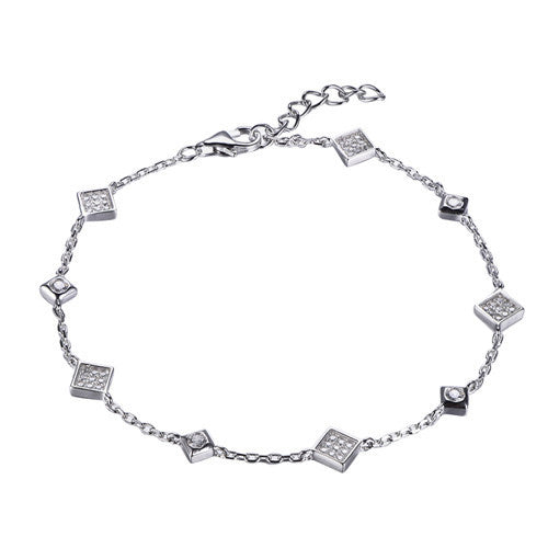Sterling Silver Cubic Zirconia Bracelet - 925 Silver Rhodium Plated CZ Set Bracelet - by Hearts Forever Jewellers