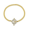 Sterling Silver Cubic Zirconia Bracelet - 925 Silver 14ct Gold Plated CZ Set T Bar Bracelet - by Hearts Forever Jewellers