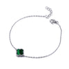 Sterling Silver Bracelet - 925 Silver Rhodium Plated Single Green Malachite Clover Bracelet - by Hearts Forever Jewellers