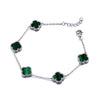 Sterling Silver Bracelet - 925 Silver Rhodium Plated Green Malachite Clover Bracelet - by Hearts Forever Jewellers