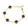 Sterling Silver Bracelet - 925 Silver 14ct Gold Plated Blue Agate Clover Bracelet - by Hearts Forever Jewellers