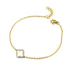 Sterling Silver Cubic Zirconia Bracelet - 925 Silver Rhodium Plated CZ Set Clover Bracelet - by Hearts Forever Jewellers