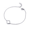 Sterling Silver Cubic Zirconia Bracelet - 925 Silver Rhodium Plated CZ Set Clover Bracelet - by Hearts Forever Jewellers