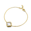 Sterling Silver Bracelet - 925 Silver 14ct gold Plated Single Clover Bracelet Black Onyx Colour - by Hearts Forever Jewellers