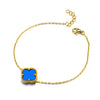 Sterling Silver Bracelet - 925 Silver 14ct gold Plated Single Clover Bracelet Black Onyx Colour - by Hearts Forever Jewellers