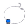 Sterling Silver Bracelet - 925 Silver 14ct gold Plated Single Clover Bracelet Black Onyx Colour - by Hearts Forever Jewellers