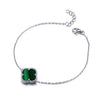 Sterling Silver Bracelet - 925 Silver 14ct gold Plated Single Clover Bracelet Black Onyx Colour - by Hearts Forever Jewellers
