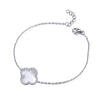 Sterling Silver Cubic Zirconia Bracelet - 925 Silver Rhodium CZ Set Single Clover Bracelet Black Onyx Colour - by Hearts Forever Jewellers