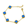 Sterling Silver Bracelet - 925 Silver 14ct gold Plated 5 Clover Bracelet Black Onyx Colour - by Hearts Forever Jewellers