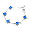 Sterling Silver Bracelet - 925 Silver 14ct gold Plated 5 Clover Bracelet Black Onyx Colour - by Hearts Forever Jewellers