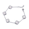 Sterling Silver Cubic Zirconia Bracelet - 925 Silver Rhodium CZ Set 5 Clover Bracelet Black Onyx Colour - by Hearts Forever Jewellers