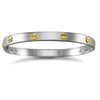 Sterling Silver Bracelet - 925 Silver Rhodium Plated Bangle With 9ct Screws - Gents - by Hearts Forever Jewellers
