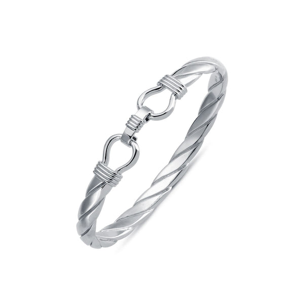 Sterling Silver Bracelet - 925 Silver Twisted D Shape Wire Stirrup Bangle - by Hearts Forever Jewellers