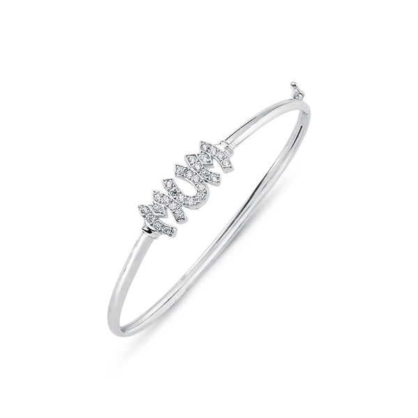 Sterling Silver Cubic Zirconia Bracelet - 925 Silver CZ Set Mum Bangle - by Hearts Forever Jewellers