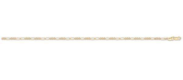 Jewellery - Y/G Hollow Figaro Anklet - by Hearts Forever Jewellers