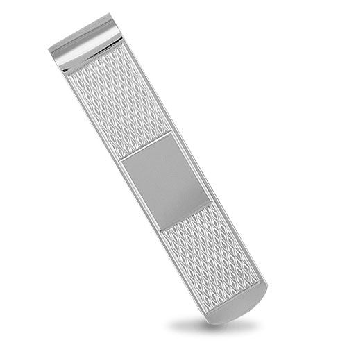 Sterling Silver Diamond Jewellery - 925 Sterling Silver Natural Diamond Pattern Money Clip - by Hearts Forever Jewellers