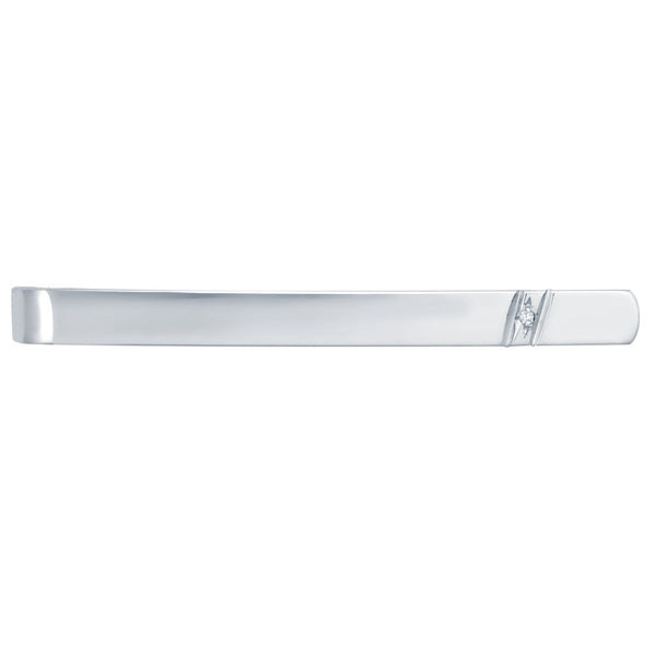 Sterling Silver Diamond Jewellery - 925 Silver Natural Diamond Set Tie Slide - by Hearts Forever Jewellers