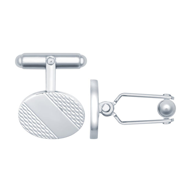 Sterling Silver Jewellery - 925 Silver Engine Turned Oval Cufflinks Swivel Backs - by Hearts Forever Jewellers