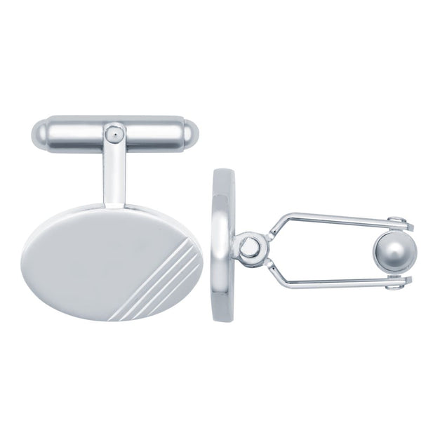 Sterling Silver Diamond Jewellery - 925 Silver Diamond Cut Oval Cufflinks Swivel Backs - by Hearts Forever Jewellers