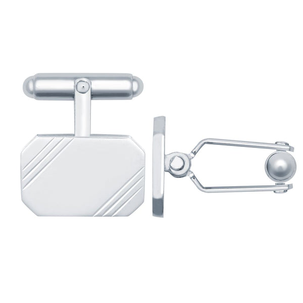 Sterling Silver Diamond Jewellery - 925 Silver Diamond Cut Rectangular Cufflinks Swivel Backs - by Hearts Forever Jewellers
