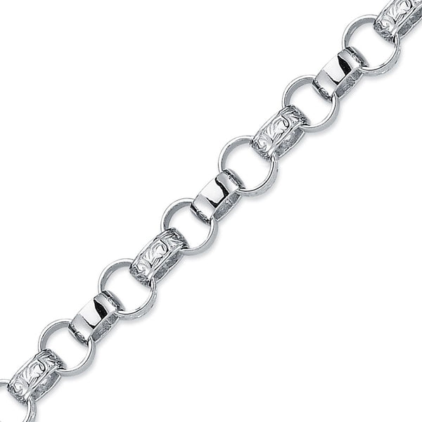 Sterling Silver Bracelet - 925 Silver Patterned & Plain Belcher 8.5" Bracelet - by Hearts Forever Jewellers