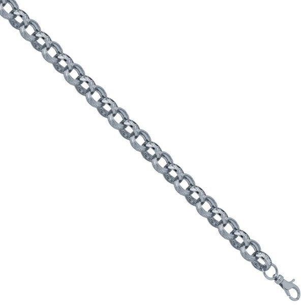 Sterling Silver Cubic Zirconia Bracelet - 925 Sterling Silver CZ set and Patterened Belcher Bracelet - by Hearts Forever Jewellers