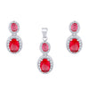 Sterling Silver Oval Ring - 925 Silver Rhodium Princess Kate Sapphire Centre CZ Earrings and Pendant Set - by Hearts Forever Jewellers