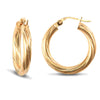 Sterling Silver Ring - 925 Sterling Silver Gold Plated 3mm round-tube twisted Hoop Earrings with a creole fixing - by Hearts Forever Jewellers