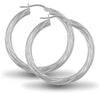 Sterling Silver Ring - 925 Sterling Silver 3mm round-tube twisted Hoop Earrings with a creole fixing - by Hearts Forever Jewellers