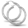 Sterling Silver Ring - 925 Sterling Silver 4mm round-tube twisted creole Hoop Earrings - by Hearts Forever Jewellers