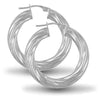 Sterling Silver Ring - 925 Sterling Silver 5mm round-tube twisted creole Hoop Earrings - by Hearts Forever Jewellers