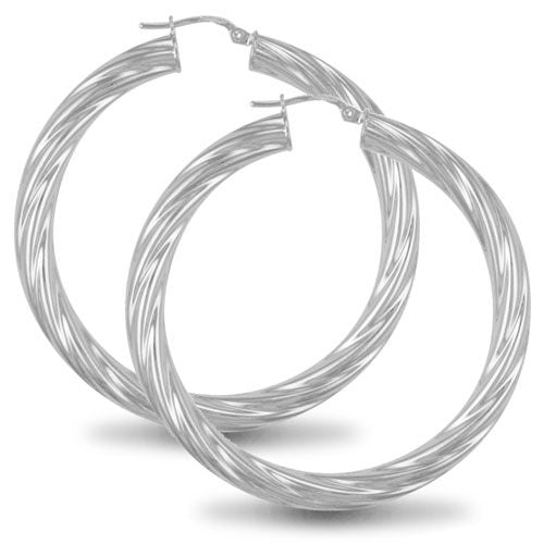 Sterling Silver Ring - 925 Sterling Silver 5mm round-tube twisted creole Hoop Earrings - by Hearts Forever Jewellers
