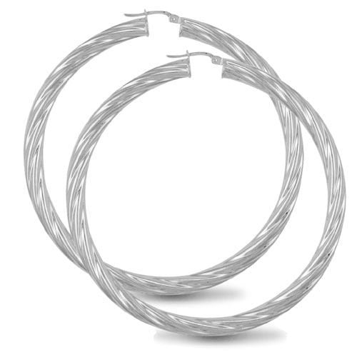 Sterling Silver Ring - 925 Sterling Silver 5mm round-tube twisted creole Hoop Earrings - by Hearts Forever Jewellers