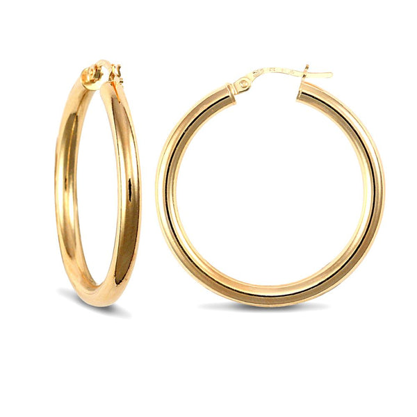Sterling Silver Ring - 925 Sterling Silver Gold Plated 3mm polished creole Hoop Earrings - by Hearts Forever Jewellers