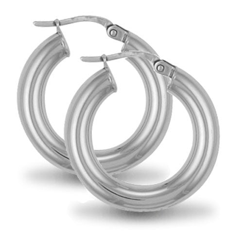 Sterling Silver Ring - 925 Sterling Silver 4mm polished creole Hoop Earrings - by Hearts Forever Jewellers