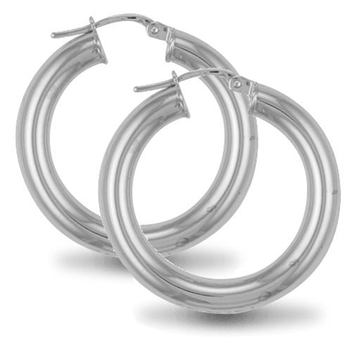 Sterling Silver Ring - 925 Sterling Silver 4mm polished creole Hoop Earrings - by Hearts Forever Jewellers