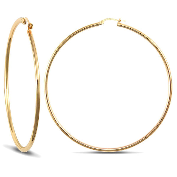 Sterling Silver Ring - 925 Sterling Silver Gold Plated 2mm polished creole Hoop Earrings - by Hearts Forever Jewellers