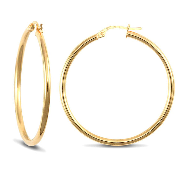 Sterling Silver Ring - 925 Sterling Silver Gold Plated 2mm polished creole Hoop Earrings - by Hearts Forever Jewellers