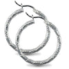 925 Silver Diamond Cut Twist Hoop Earrings