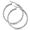925 Silver Diamond Cut Twist Hoop Earrings