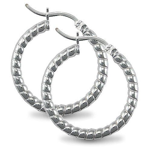 Sterling Silver Ring - 925 Silver Ribbed Hoop Earrings - by Hearts Forever Jewellers