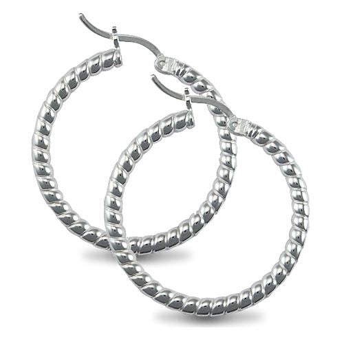 Sterling Silver Ring - 925 Silver Ribbed Hoop Earrings - by Hearts Forever Jewellers