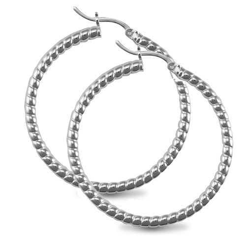Sterling Silver Ring - 925 Silver Ribbed Hoop Earrings - by Hearts Forever Jewellers