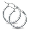 Sterling Silver Ring - 925 Silver Ribbed Hoop Earrings - by Hearts Forever Jewellers