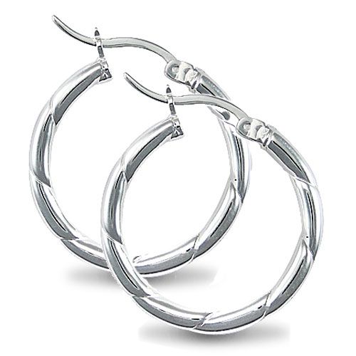 Sterling Silver Ring - 925 Silver Ribbed Hoop Earrings - by Hearts Forever Jewellers