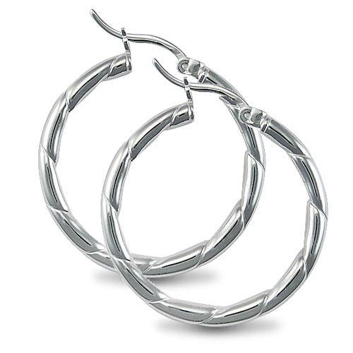 Sterling Silver Ring - 925 Silver Ribbed Hoop Earrings - by Hearts Forever Jewellers
