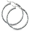 Sterling Silver Ring - 925 Silver Ribbed Hoop Earrings - by Hearts Forever Jewellers