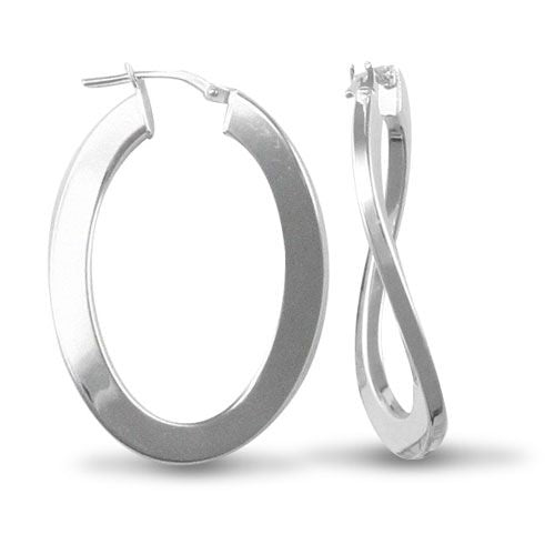 Sterling Silver Ring - ladies 925 Sterling Silver formed creole Hoop Earrings - by Hearts Forever Jewellers